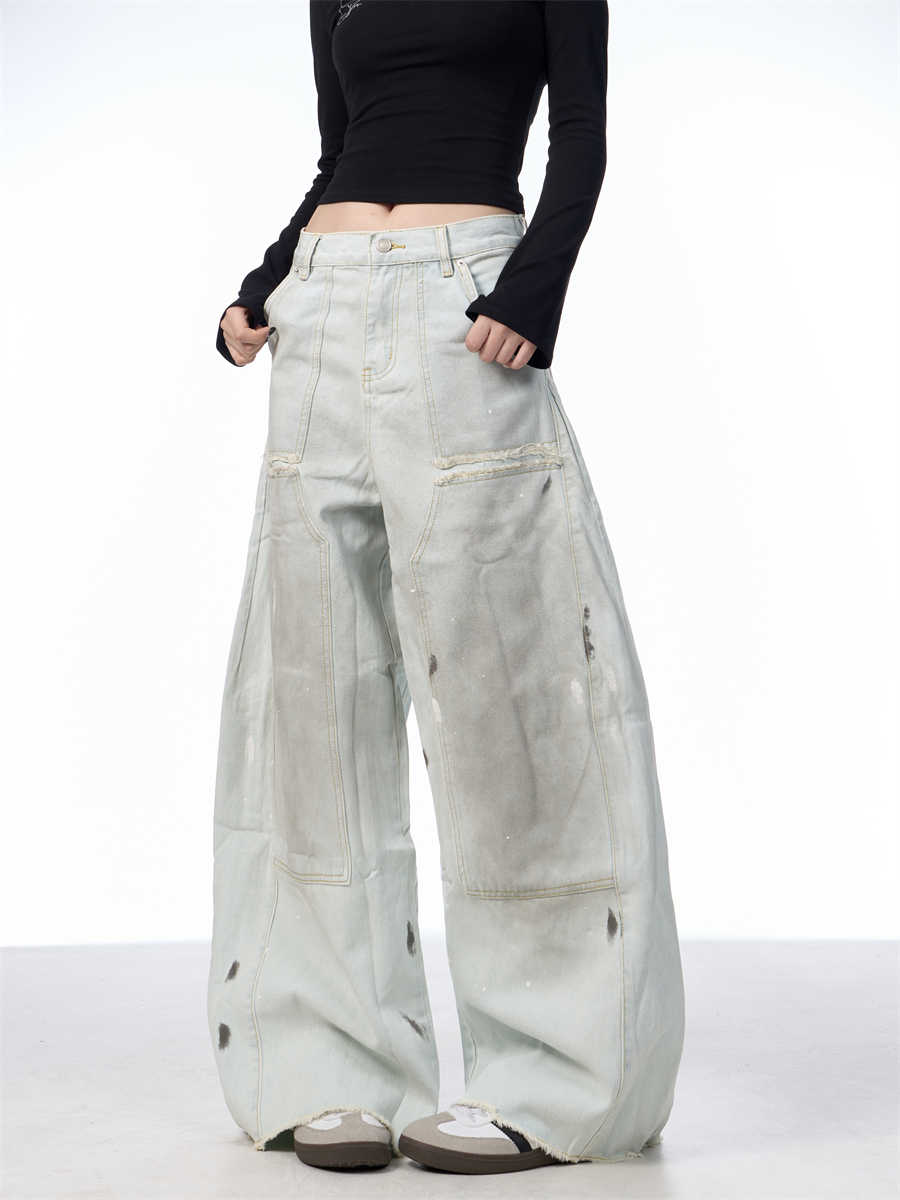 Women's Loose Retro Washed Distressed Machete Jeans MuddyStock