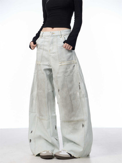 Women's Loose Retro Washed Distressed Machete Jeans MuddyStock