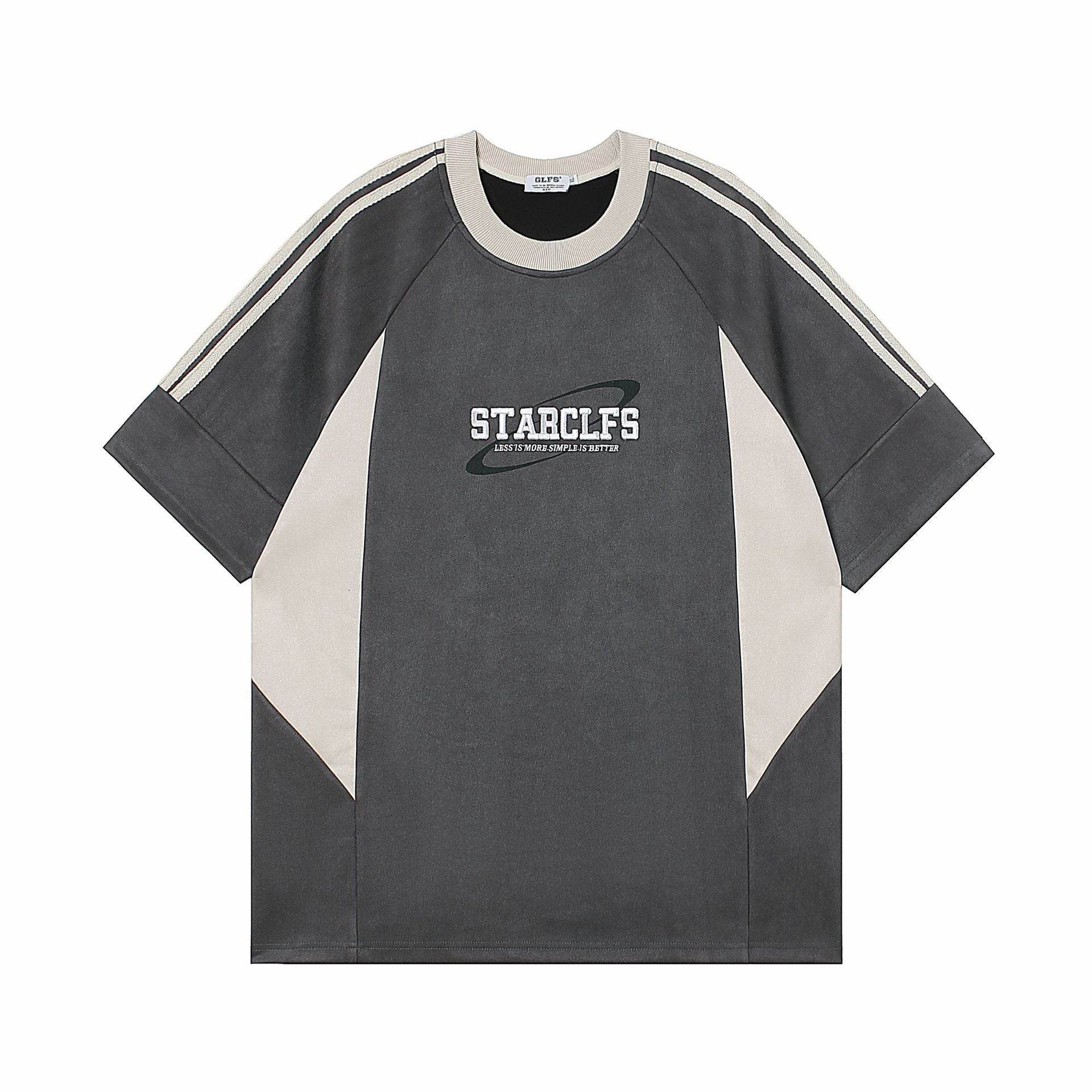 Loose Short-sleeved T-shirt With Letter Embroidery Design For Men And Women Gray MuddyStock