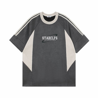 Loose Short-sleeved T-shirt With Letter Embroidery Design For Men And Women Gray MuddyStock