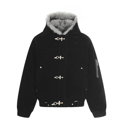 Metal Button Hoodie For Men | MuddyStock Originals Black