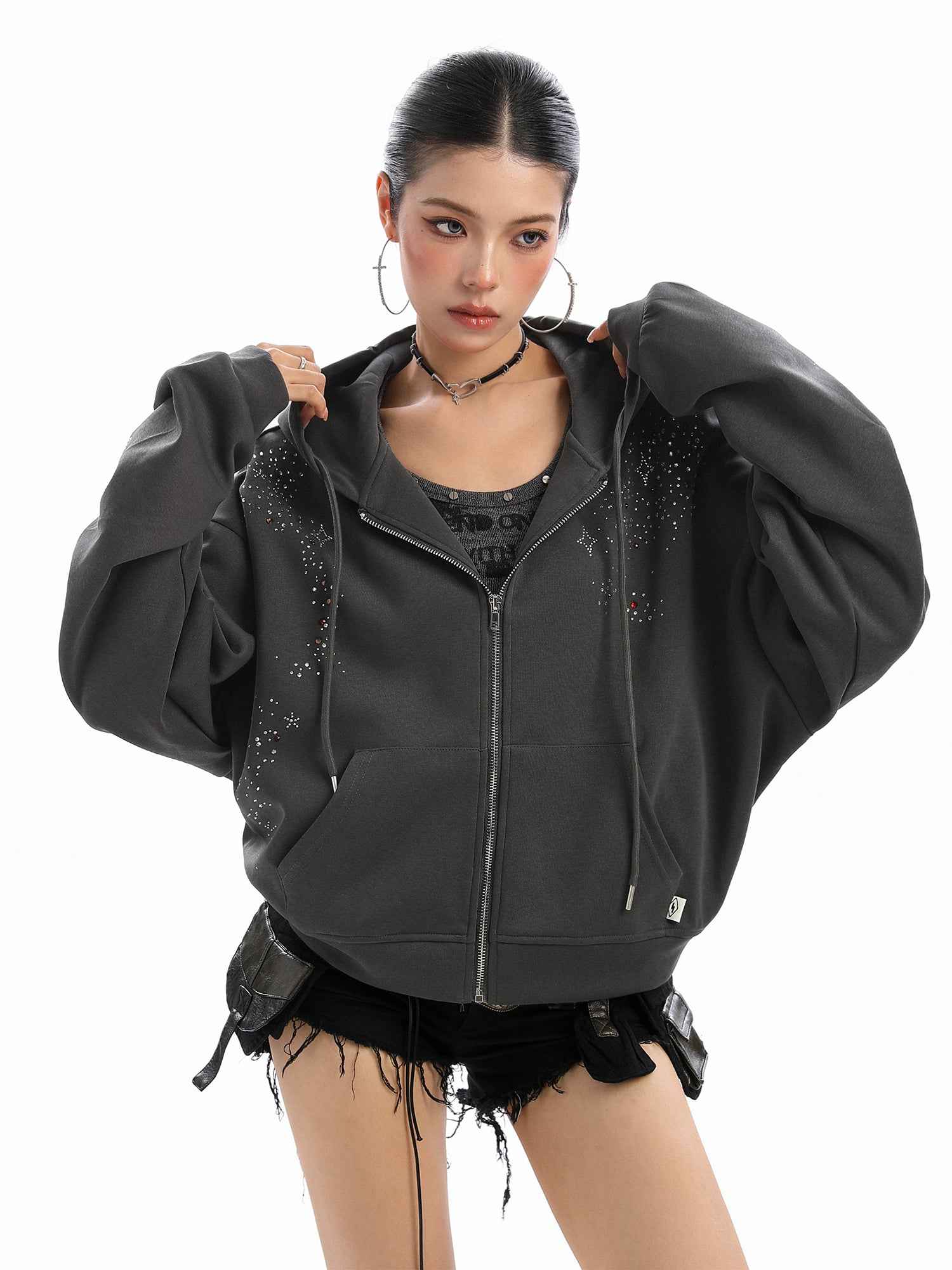 Starry Rhinestone Hoodie For Women MuddyStock