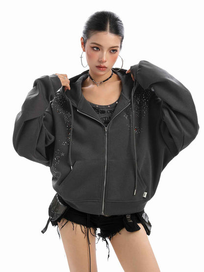 Starry Rhinestone Hoodie For Women MuddyStock