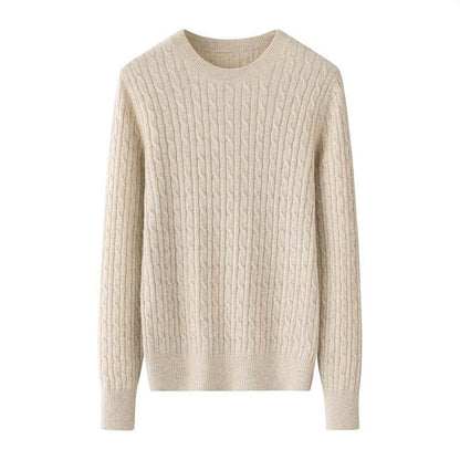 Round Neck Sweater Women's Pure Cashmere Sweater Beige MuddyStock