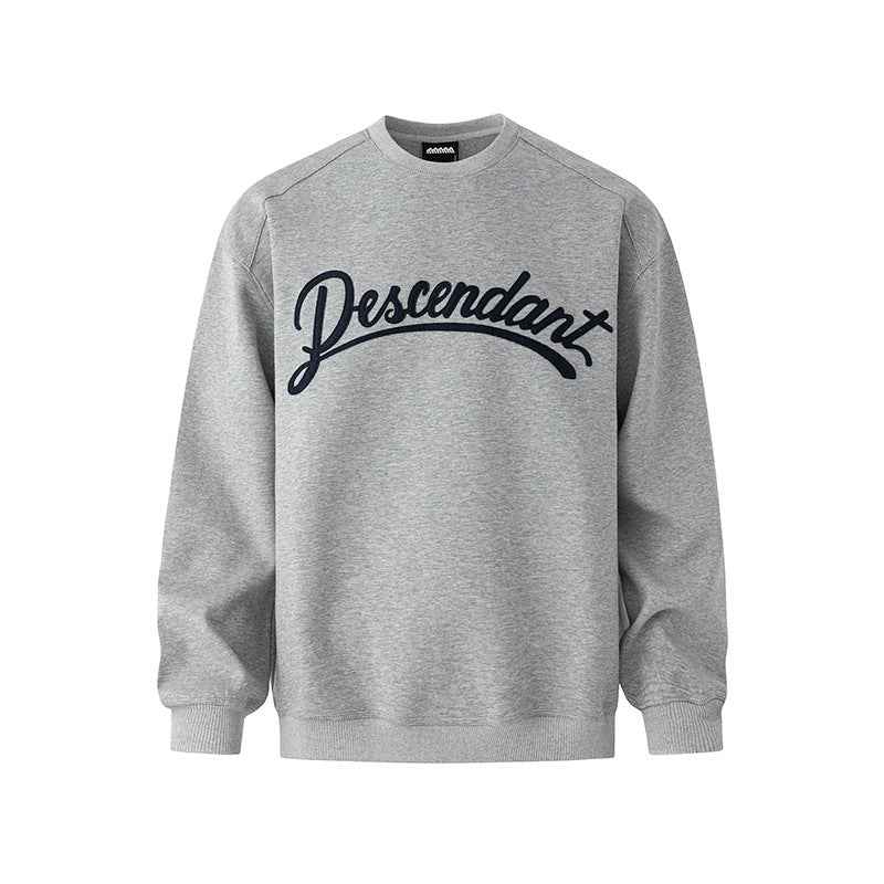 Casual Gray Hoodie for Men with Letter Applique, Loose Fit Round Neck, Autumn Wear eprolo