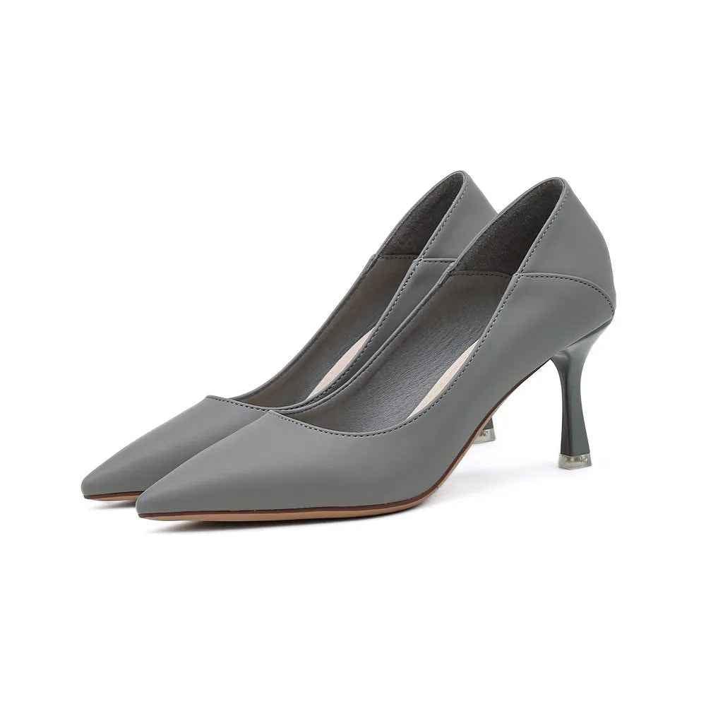 Pointed Toe Stiletto Pumps Gray-5.5cm