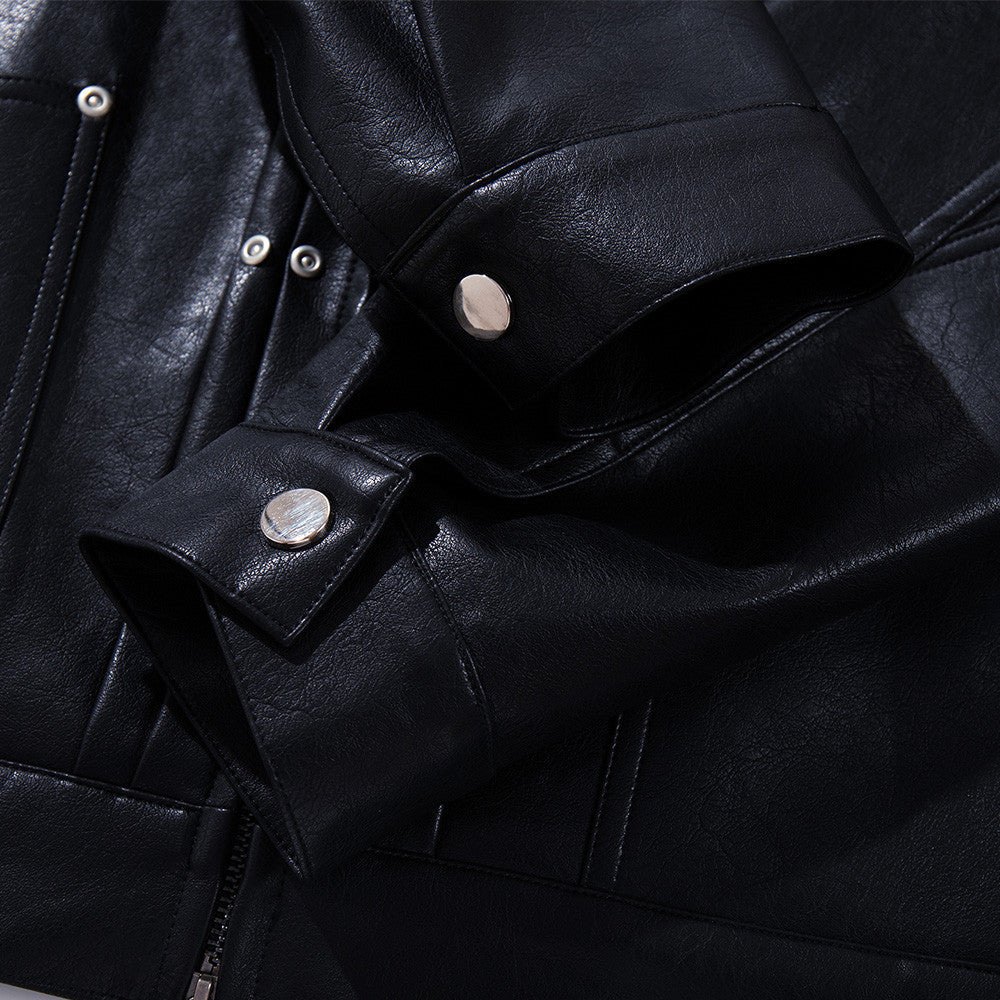 Collar motorcycle leather jacket for men | MuddyStock Originals