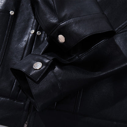Collar motorcycle leather jacket for men | MuddyStock Originals