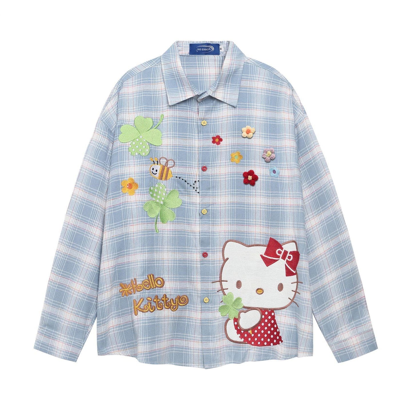 Checkered Turn-Down Collar Long Sleeve Shirt For Women | MuddyStock Originals Pink