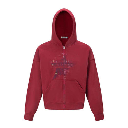 Five pointed star printed loose hoodie for men | MuddyStock Originals