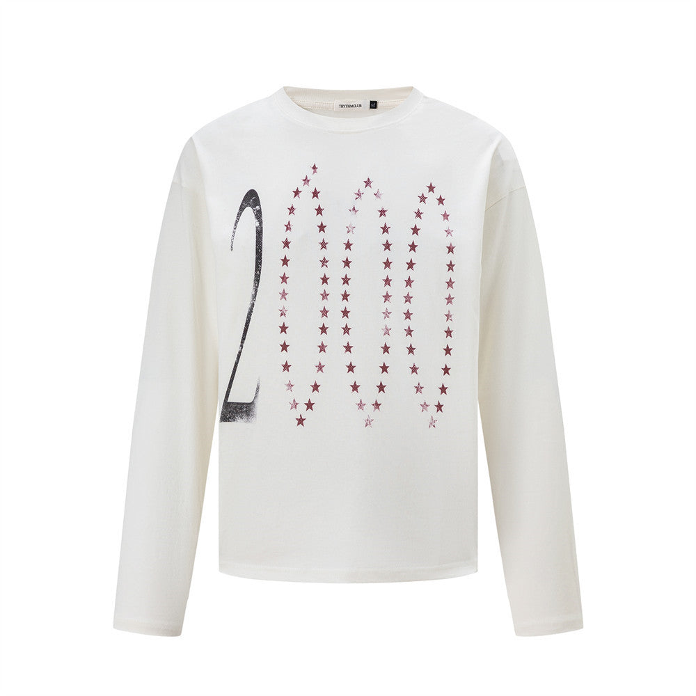 Casual Star Print Long Sleeve Crew Neck Men's T-Shirt