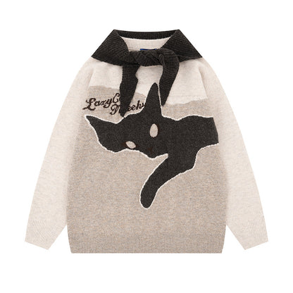 Cute Cat Shawl Knit Sweater For Women | MuddyStock Originals Apricot eprolo