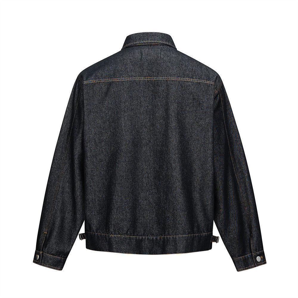 Men's Vintage Denim Jacket Streetwear Contrast Stitching Oversized Collar Jacket