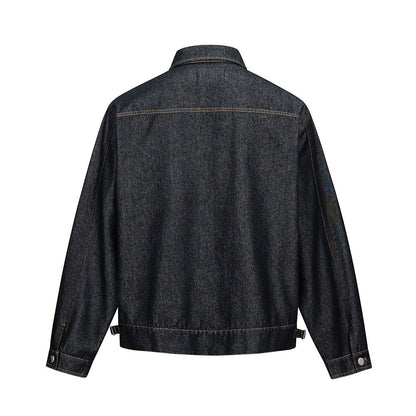Men's Vintage Denim Jacket Streetwear Contrast Stitching Oversized Collar Jacket