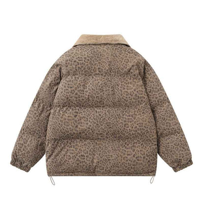 Leopard Print Casual Thick Warm Puffer Jacket For Women | MuddyStock Originals