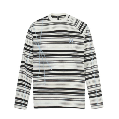 Contrast striped round neck long sleeved shirt Black