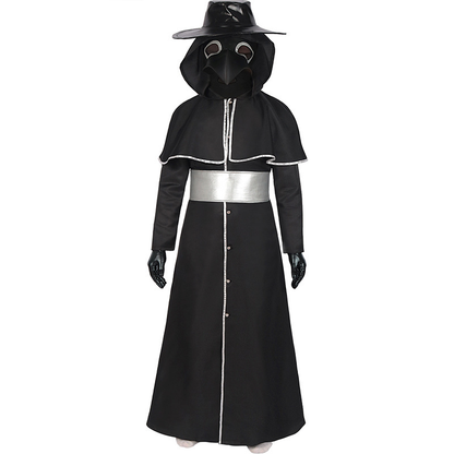 Medieval Steampunk Crow Dark Style Costume with Long Beak Mask For Halloween
