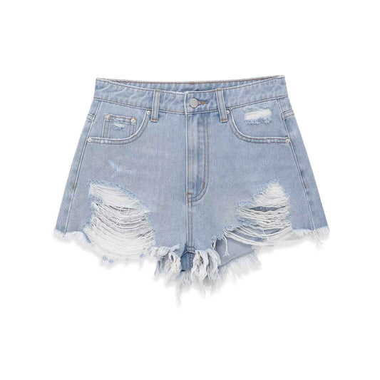 High waisted mini shorts for women | MuddyStock Originals Light blue