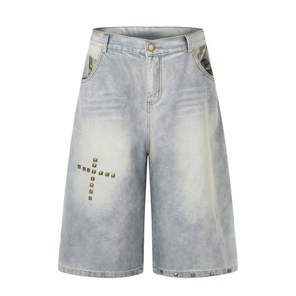 Washed denim shorts for men | MuddyStock Originals Blue