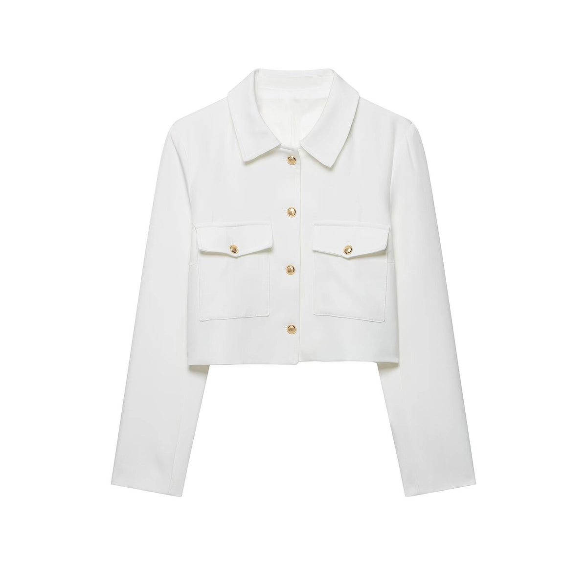 Pocket jacket slimming women's casual lapel jacket White