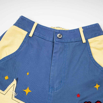 Cartoon patchwork cropped pants for women | MuddyStock Originals