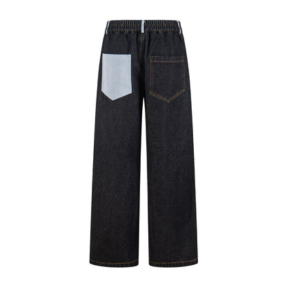 Animal patch patchwork wide leg jeans for women | MuddyStock Originals