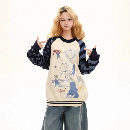 Vintage anime style sweater for women | MuddyStock Originals