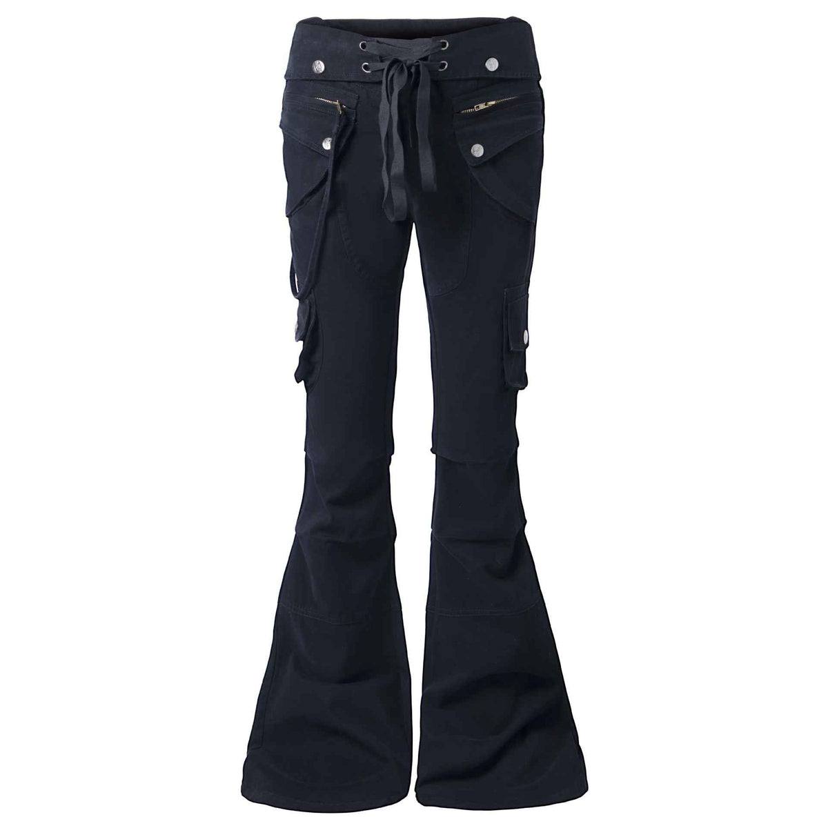 Irregular strap low waisted jeans for women | MuddyStock Originals Black