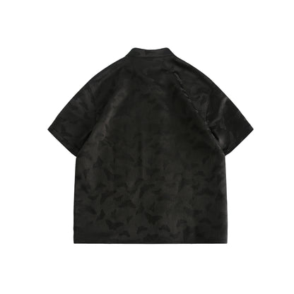 Short sleeved metal button men's shirt T-shirt