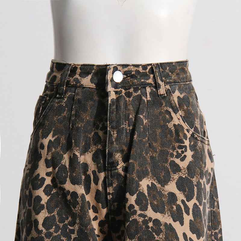 Ripped leopard printed jeans for women | MuddyStock Originals