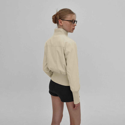 Biker Style Stand Collar Patchwork Zipper Jacket For Women | MuddyStock Originals MuddyStock