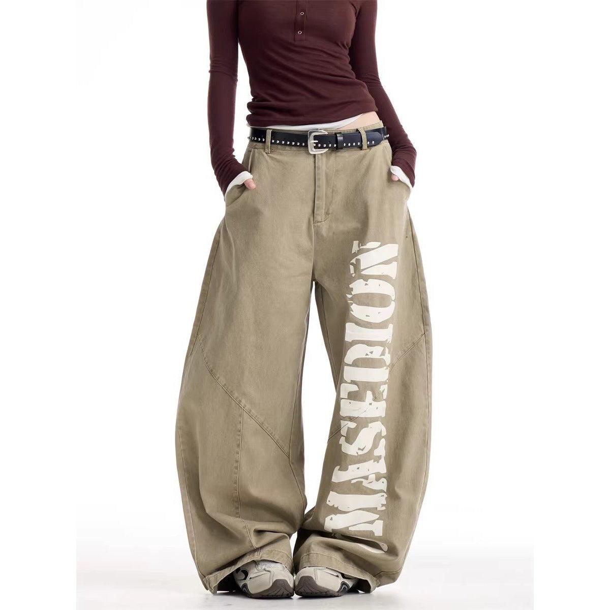 Vintage Retro Streetwear Style Printed High-Waisted Pants For Women | MuddyStock Originals