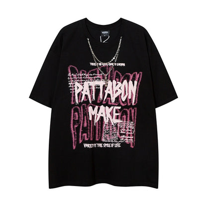 Streetwear Bubble Letter Print Short Sleeve T-Shirt for Women | MuddyStock Originals MuddyStock