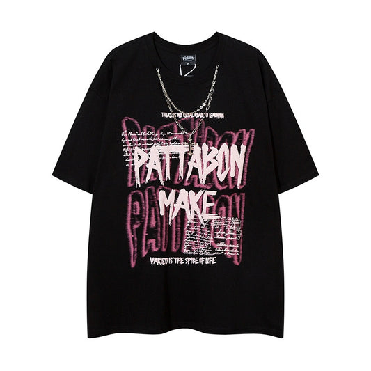Streetwear Bubble Letter Print Short Sleeve T-Shirt for Women | MuddyStock Originals MuddyStock
