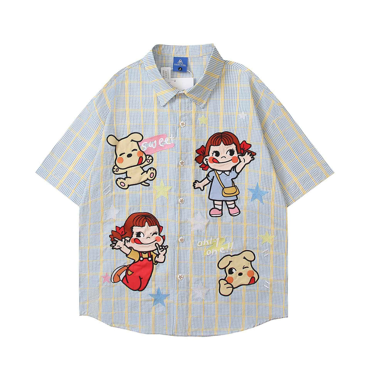 Soft cute and playful short sleeved shirt for women | MuddyStock Originals Blue Grid