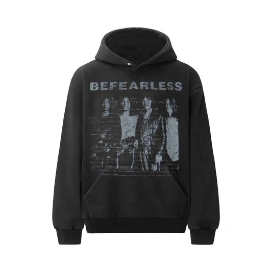 Conley Printed Rock Band Washed Hoodie For Men And Women | MuddyStock Originals Black