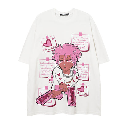 Anime character printed short sleeved shirt