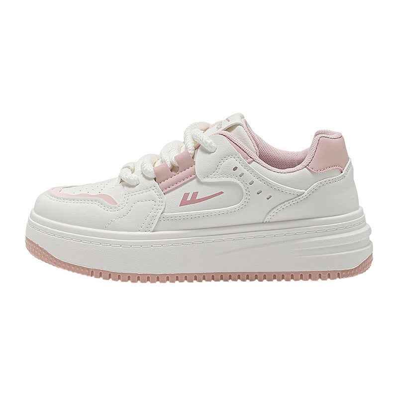 Color blocked breathable women's thick soled shoes Milk Pink