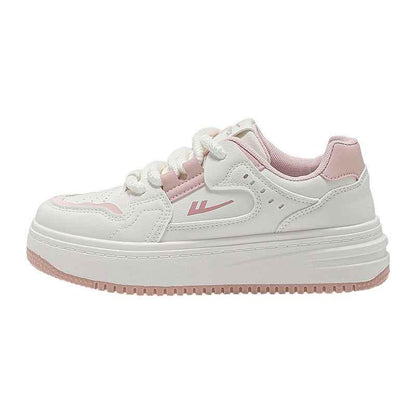 Color blocked breathable women's thick soled shoes Milk Pink