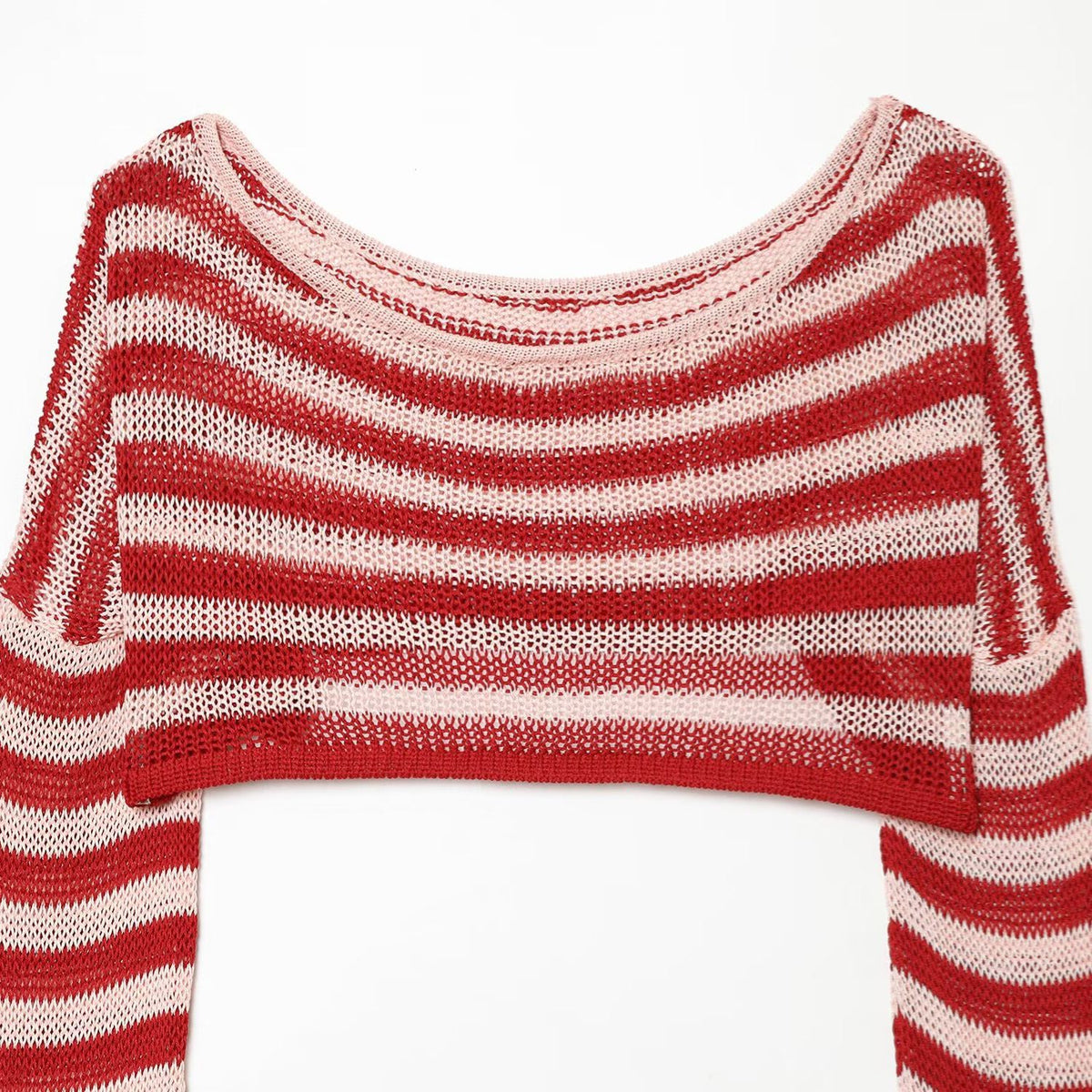 Long sleeved striped short knit top for women | MuddyStock Originals