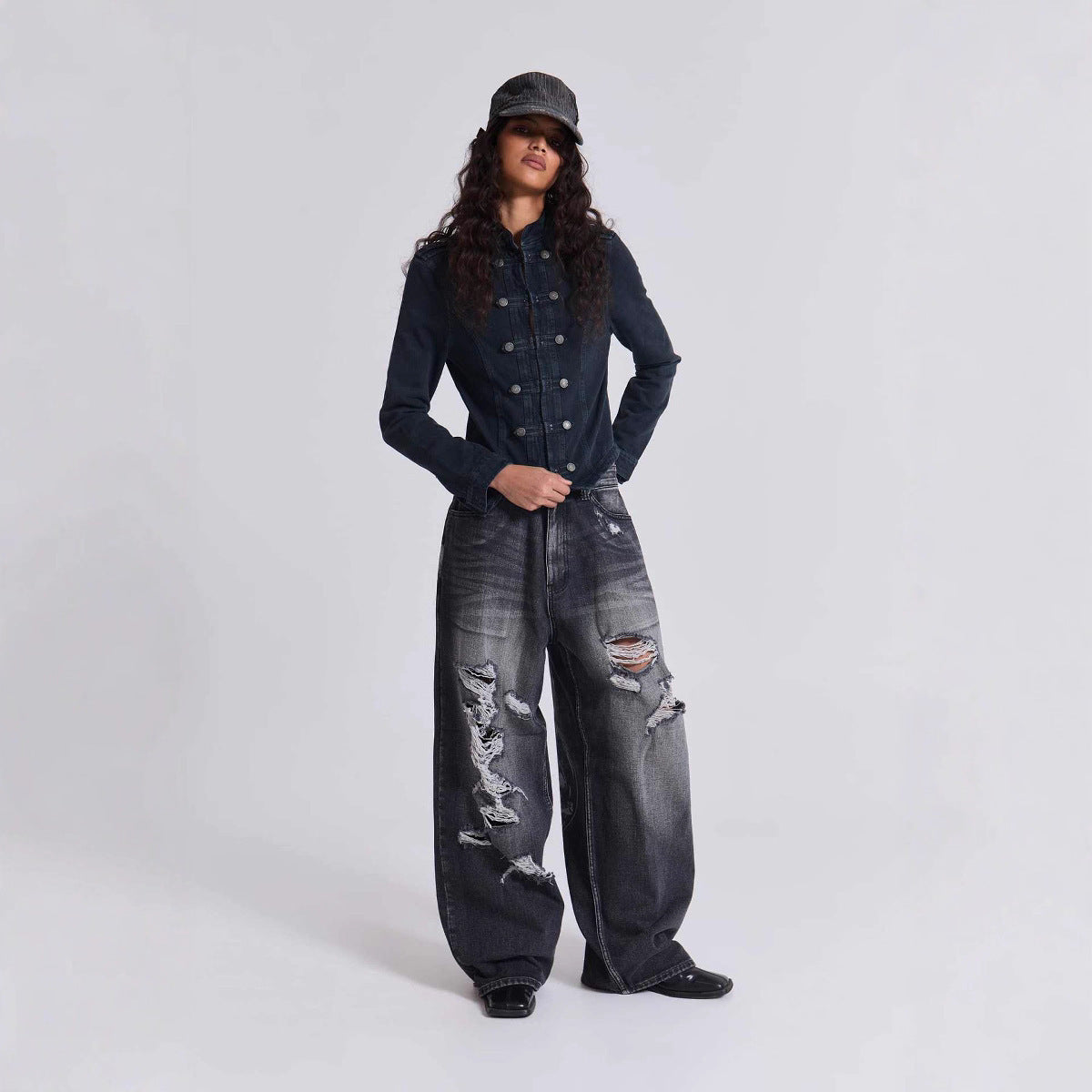 Women's Retro High-Street Streetwear Straight-Leg Jeans MuddyStock All Products