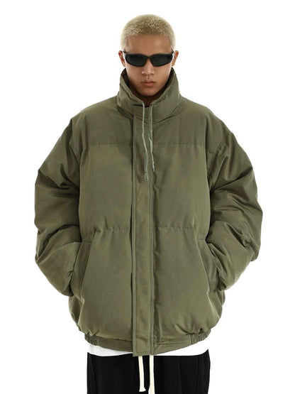 Winter Retro Loose Plain Jacket For Men Army Green MuddyStock