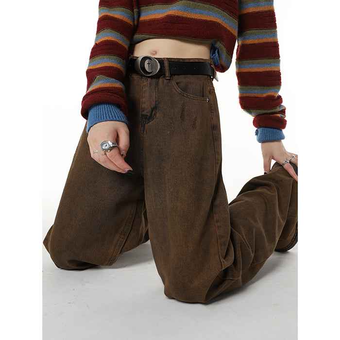 Retro Brown Jeans For Women MuddyStock
