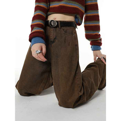 Retro Brown Jeans For Women MuddyStock