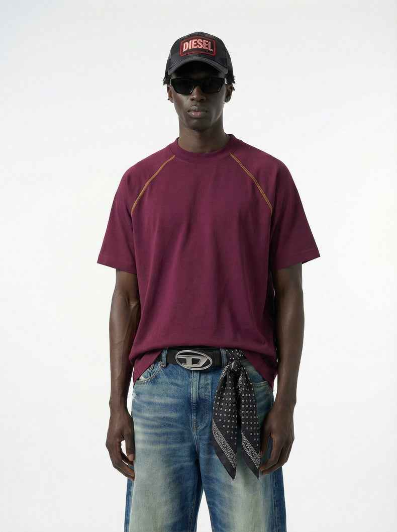 Casual Color-blocked Raglan Short-sleeved T-shirt For Men MuddyStock null