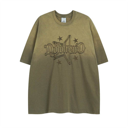 Tie-dyed Old Short-sleeved T-shirt For Men Army Green MuddyStock