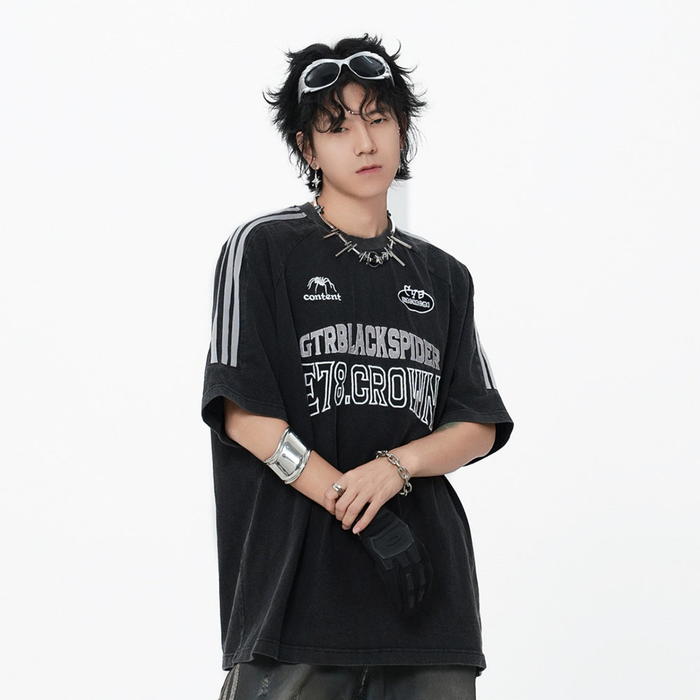 Men's Letter Embroidered Short-sleeved T-shirt