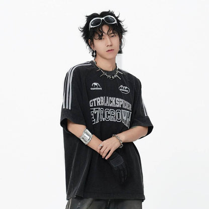 Men's Letter Embroidered Short-sleeved T-shirt MuddyStock