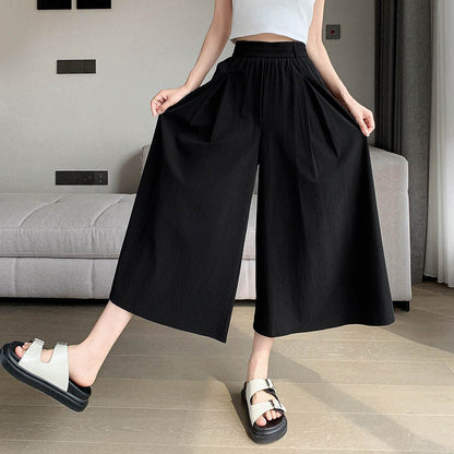 Korean Style Elastic Waistband Women's Straight Loose Pants MuddyStock