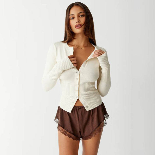 Women's Knitted Long Sleeve Slim Round Neck Top MuddyStock